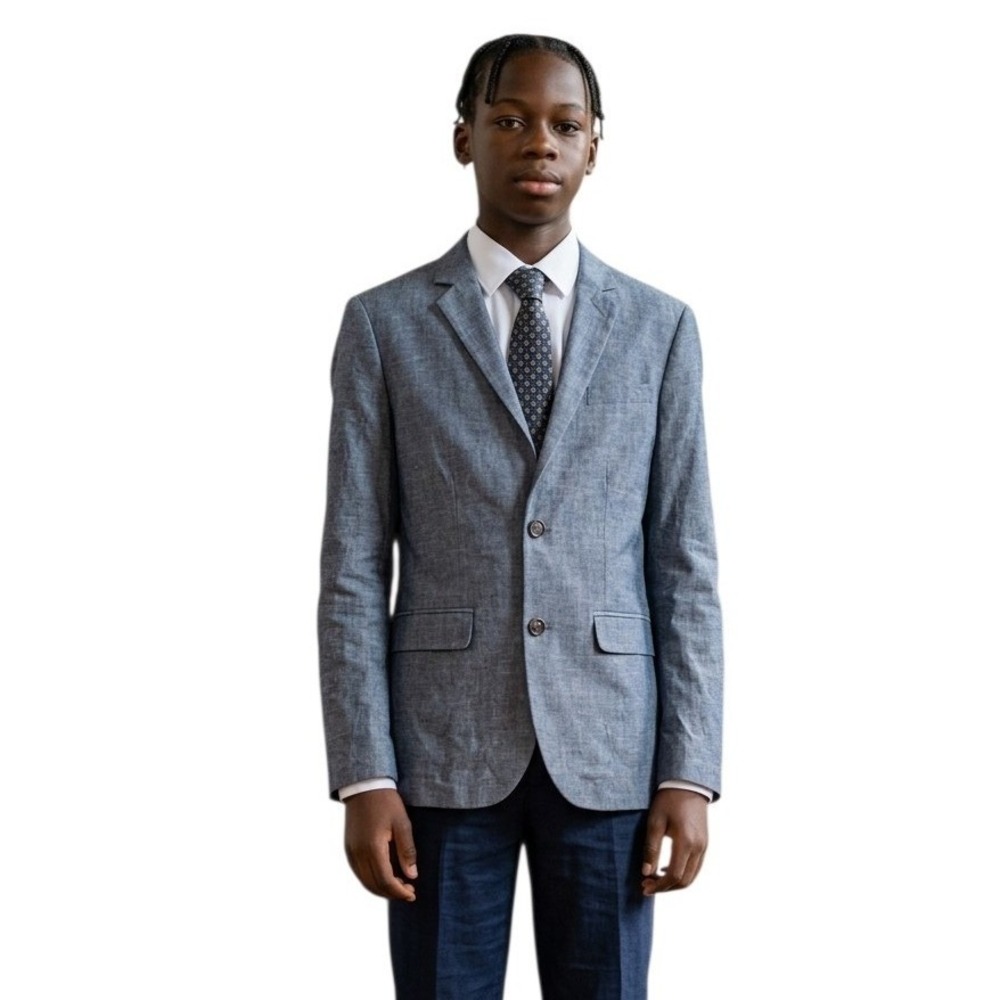 Crewcuts J.Crew‎ Boys size 14 Ludlow Chambray Cotton Blazer Suit Dress Jacket